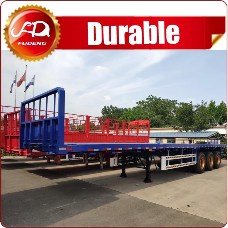 Tri Axles 1.2m Front Board Flat Bed Container Trailer