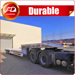 3axles step deck lowbed trailer with ramps 