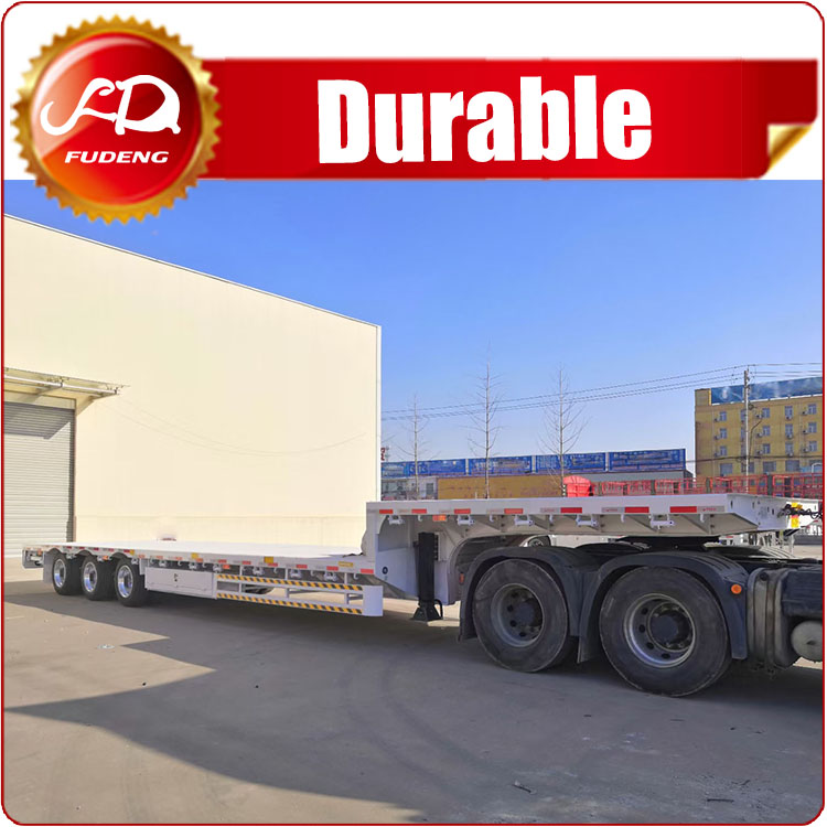 3axles step deck lowbed trailer with ramps 
