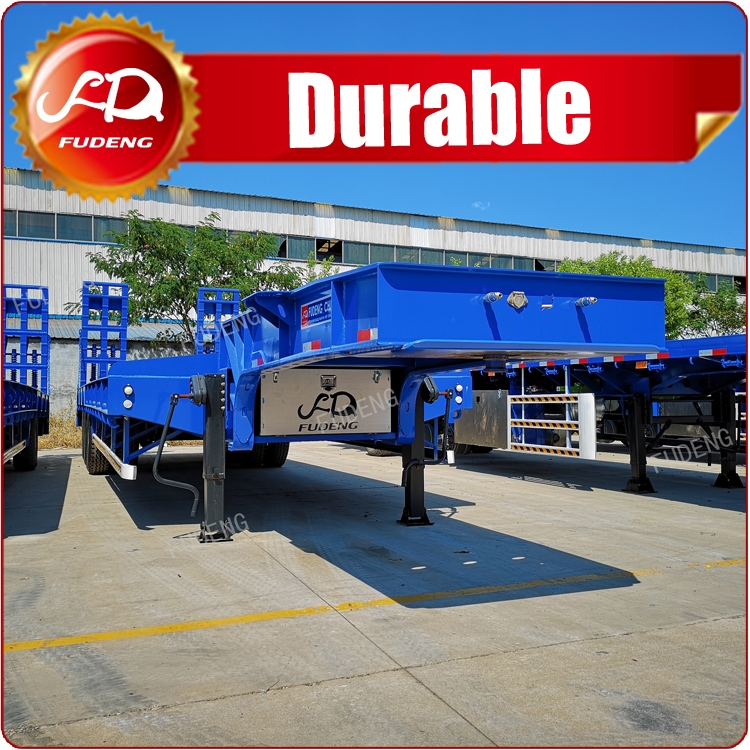 Four Axles Low Flatbed Semi Trailer, Low Loader Truck Trailer For Sale